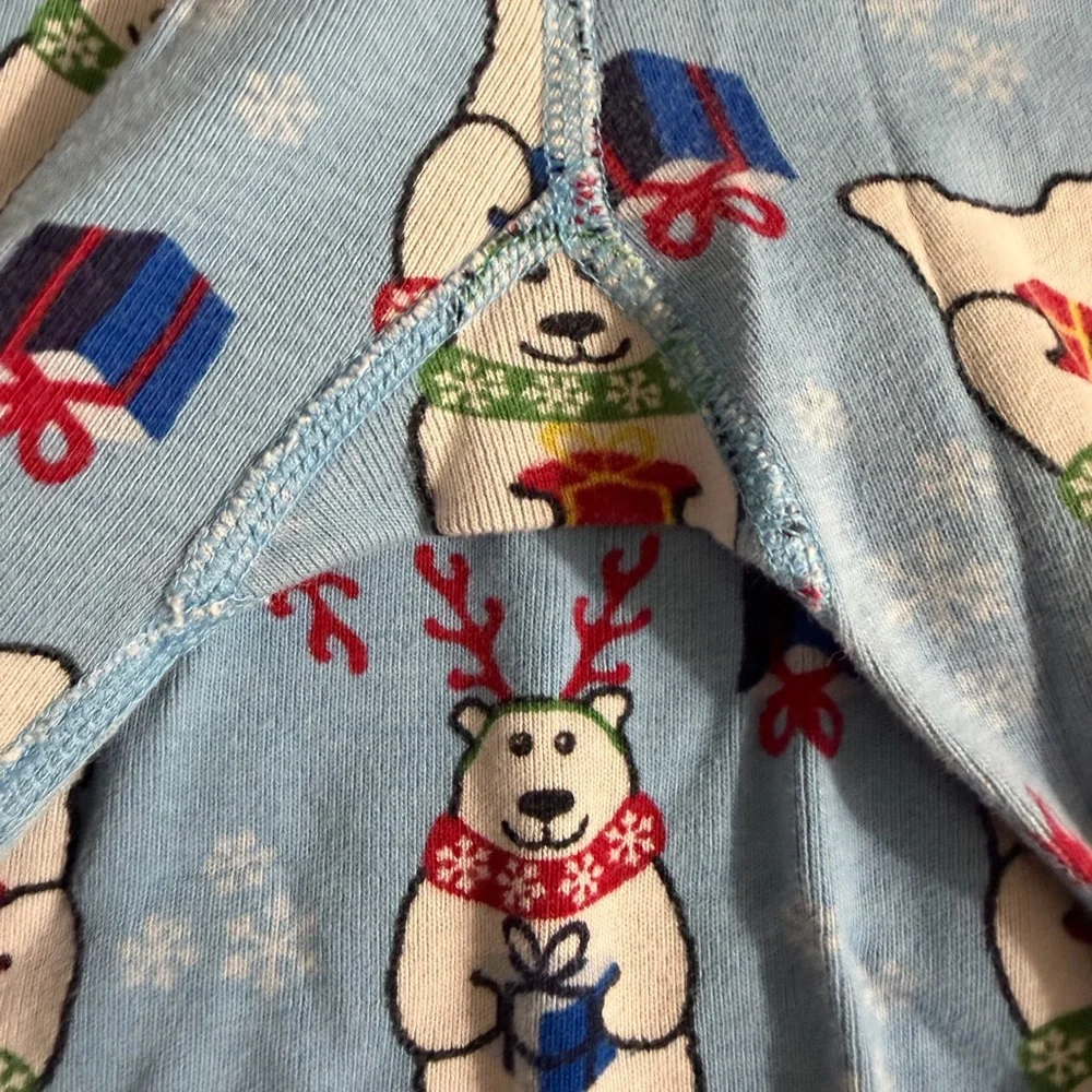Hanna Andersson Long John Pajamas in Organic Cotton Beary Merry Blue Size 6-7